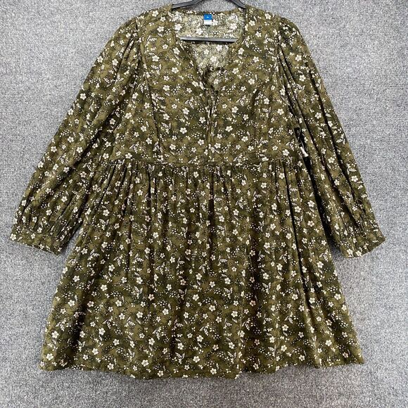 Old Navy Dresses & Skirts - Old Navy Dress‎ Womens XL Green Floral V-Neck Boho Cottagecore Peasant Western